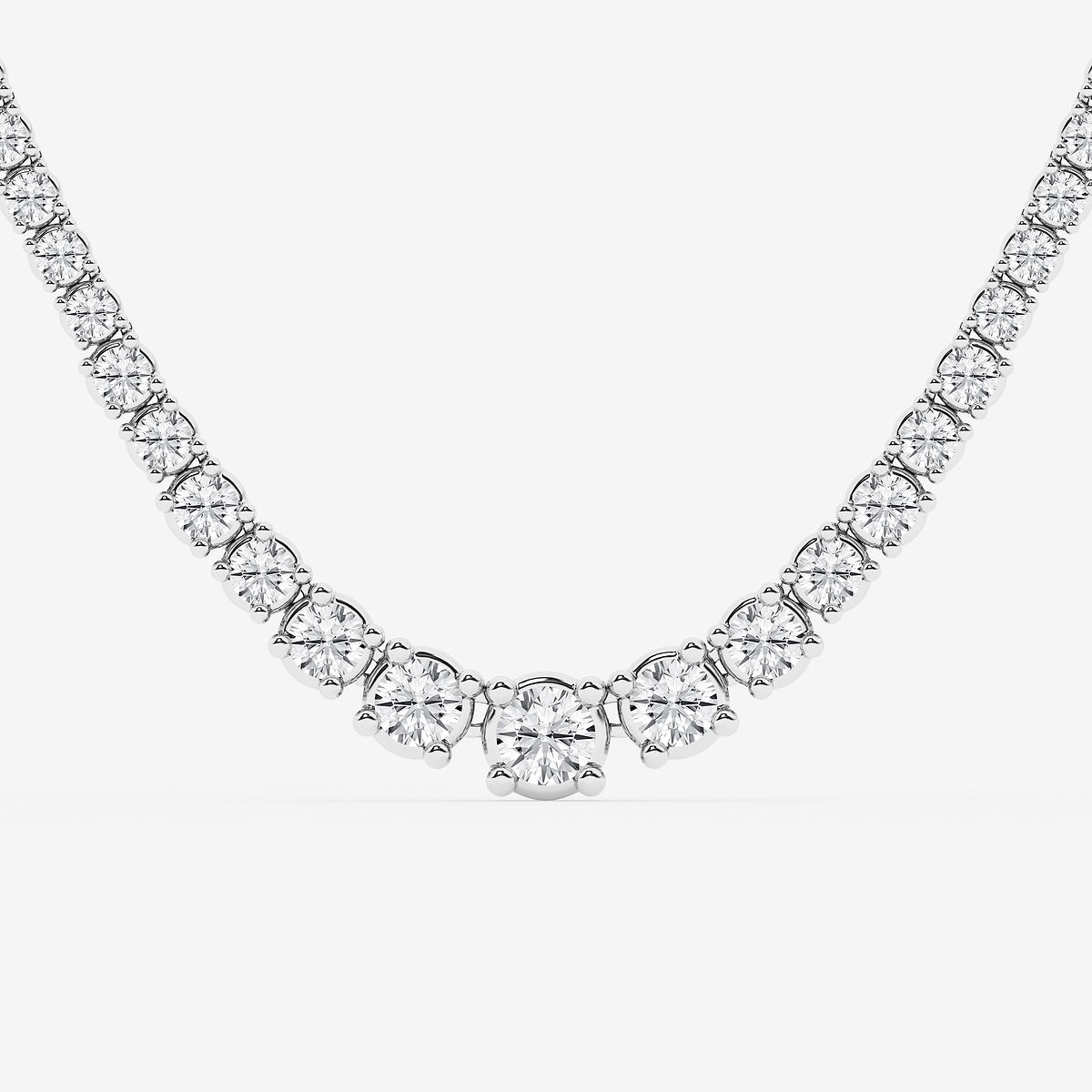 Additional Image 1 for  10 ctw Round Lab Grown Diamond Four Prong Graduated Tennis Necklace